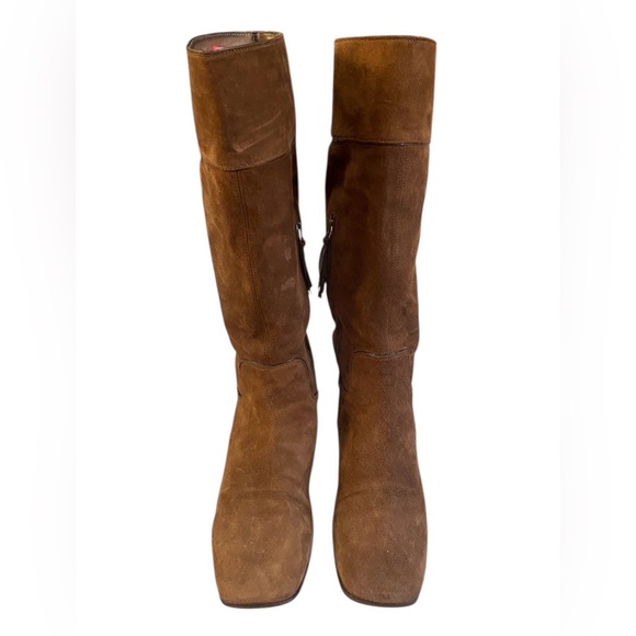 Made In Italy brown suede knee high boots Sz 40 - Picture 2 of 11